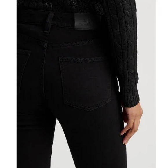 NWT Ralph Lauren high rise boot leg comfort stretch black coated jeans - Picture 4 of 16